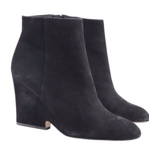 Sam Edelman black Wilson Boot Size 8.5 Wedge Heel‎ Black Suede Bootie Almond Toe